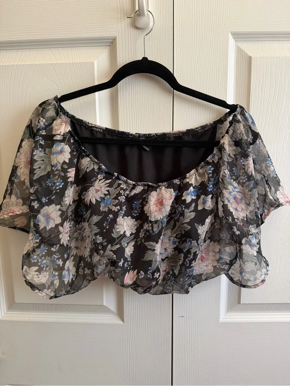 Windsor Two Piece Floral Off-Shoulder Top with Maxi Skirt in Black and Blush